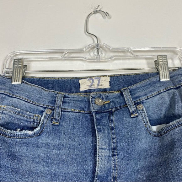 FREE PEOPLE Busted Knee Skinny Jean Distressed We The Free 27 Blue - Picture 3 of 5